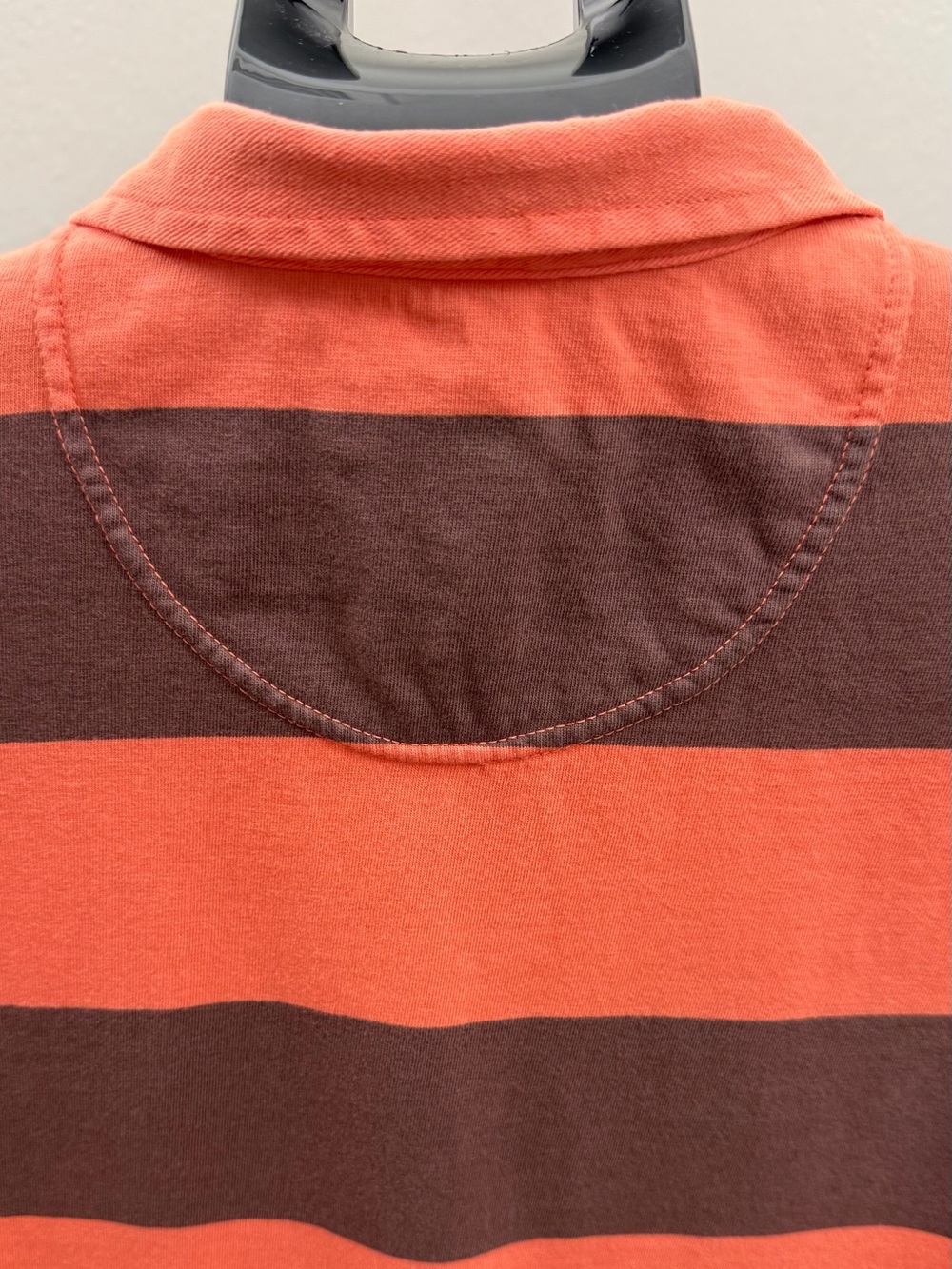 BP. Stripe Polo Shirt Men’s Medium Orange Brown 100% Cotton Short Sleeve - Picture 7 of 12